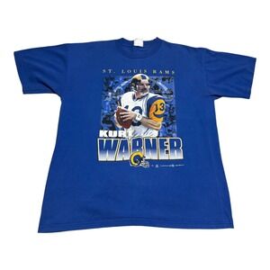 Vintage 1999 Sport Attack St. Louis Rams Kurt Warner Blue Shirt Men's‎ XL
